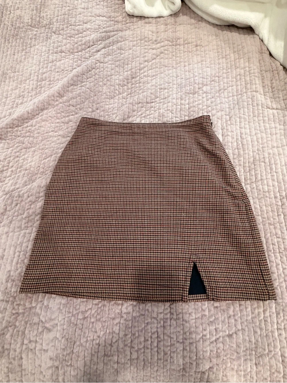 Abercrombie & Fitch Brown Plaid Mini Skirt with Front Slit